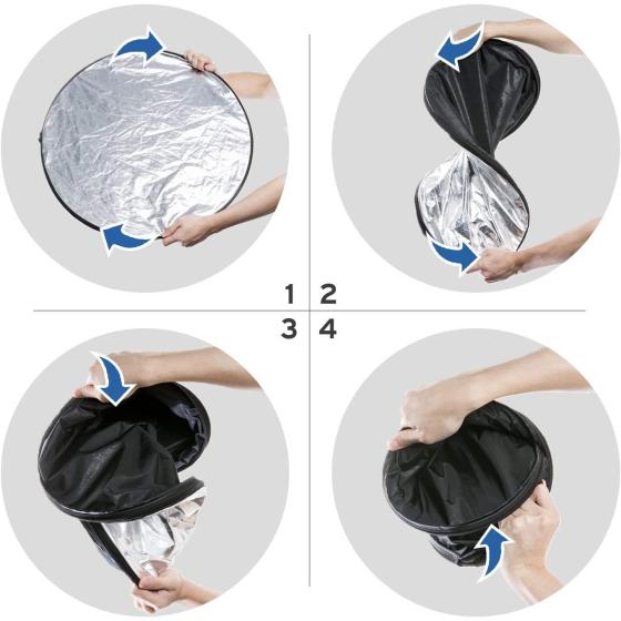 Etekcity 24" (60cm) 5-in-1 Photography Reflector Light Reflectors for Photography Multi-Disc Photo Reflector Collapsible with Bag - Translucent， Silver， Gold， White and Black