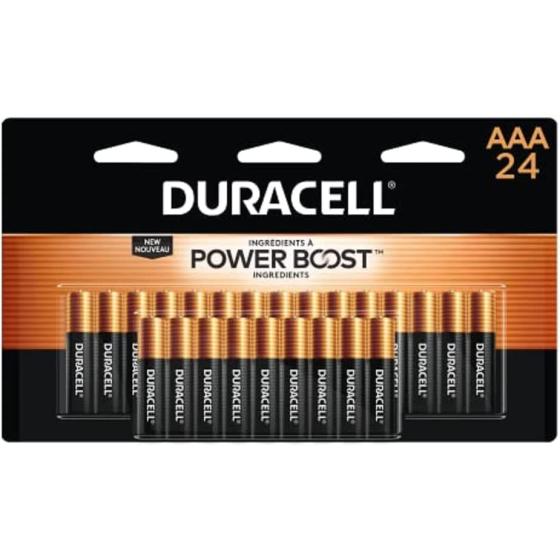 Duracell Coppertop AAA Batteries with Power Boost Ingredients， 24 Count Pack Triple A Battery with Long-Lasting Power， Alkaline AAA Battery for Household and Office Devices