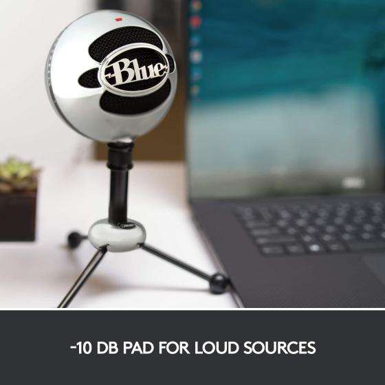 Blue Snowball USB Microphone for PC， Mac， Gaming， Recording， Streaming， Podcasting， Condenser Mic with Cardioid and Omnidirectional Pickup Patterns， Stylish Retro Design – Brushed Aluminum