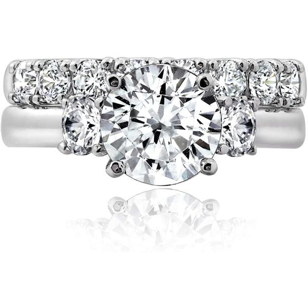 Argos Collection Sterling Silver Platinum Plated Infinite Elements Cubic Zirconia Three Stone Ring