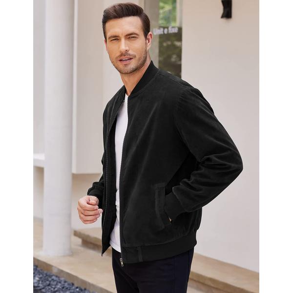COOFANDY Men's Casual Varsity Jacket Vintage Lightweight Suede Bomber Jackets
