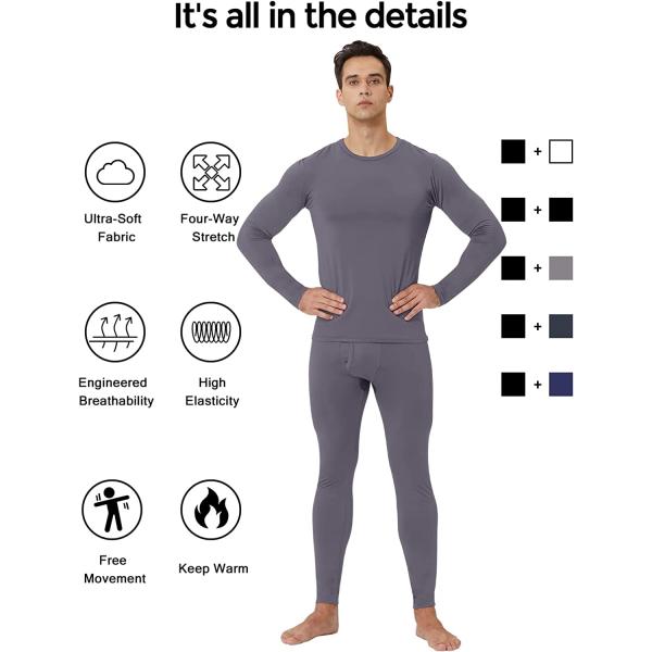 Thermal Underwear for Men, Ultra Soft Long Johns Fleece Lined Warm Base Layer Top and Bottom Set for Cold Weather