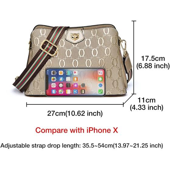 FOXLOVER Cowhide Leather Corssbody Bags for Women with Adjustable Strap Trendy Shoulder Purse Large Capacity Commute Handbag