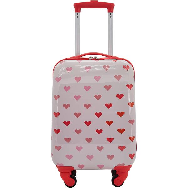 Travelers Club Kids' 5 Piece Luggage Travel Set with Telescoping Handles, Hearts