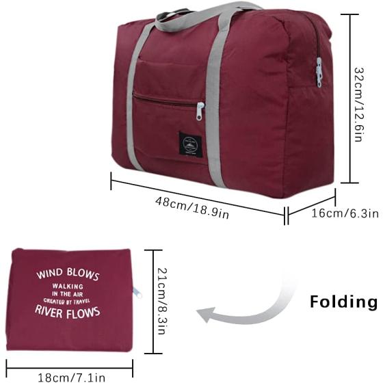 SITAKE 4 Pcs Foldable Travel Duffel Bag, Waterproof Lightweight Carry-on Bags, Suitable for Overnight, Holiday, Shopping, Weekends, Outing, Gym(Wine Red/Navy Blue/Sky Blue/Light Pink)
