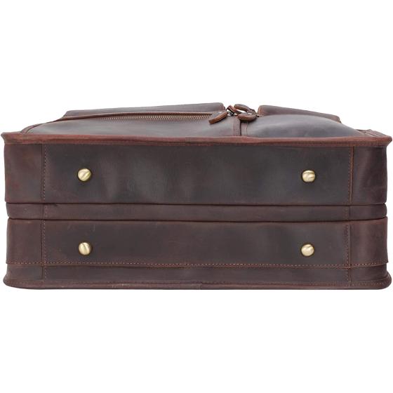 Men's Full Grain Leather Briefcase Large 17 Inch Business Travel Laptop Messenger Bag Tote with YKK Metal Zippers