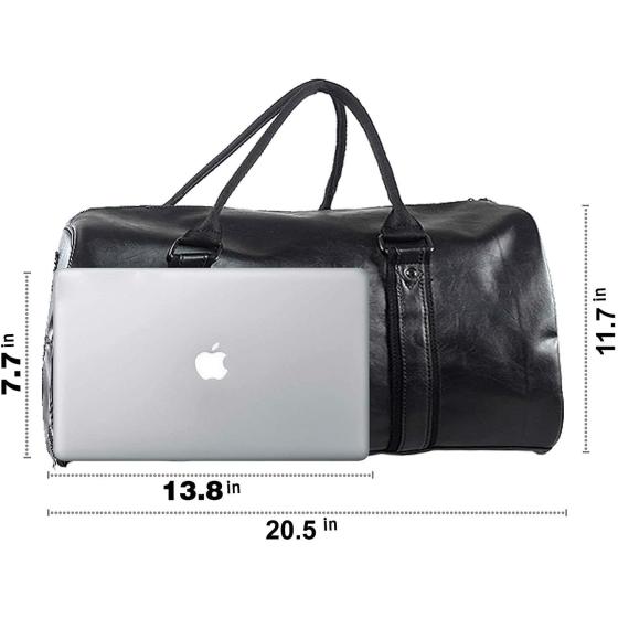 Weekender Oversized Travel Duffel Bag With Shoe Pouch, Leather Carry On Bag