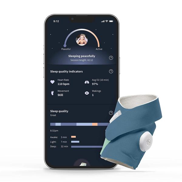 Owlet Dream Sock - Smart Baby Monitor View Heart Rate and Average Oxygen O2 as Sleep Quality Indicators. Wakings, Movement, and Sleep State. Digital Sleep Coach and Sleep Assist Prompts - Mint
