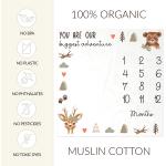 ZICOTO Modern Baby Milestone Blanket - Beautiful Woodland Friends Design for Personalized Monthly Baby Pictures - Cherish Your Adorable Babys Boy Or Girl Milestones Forever