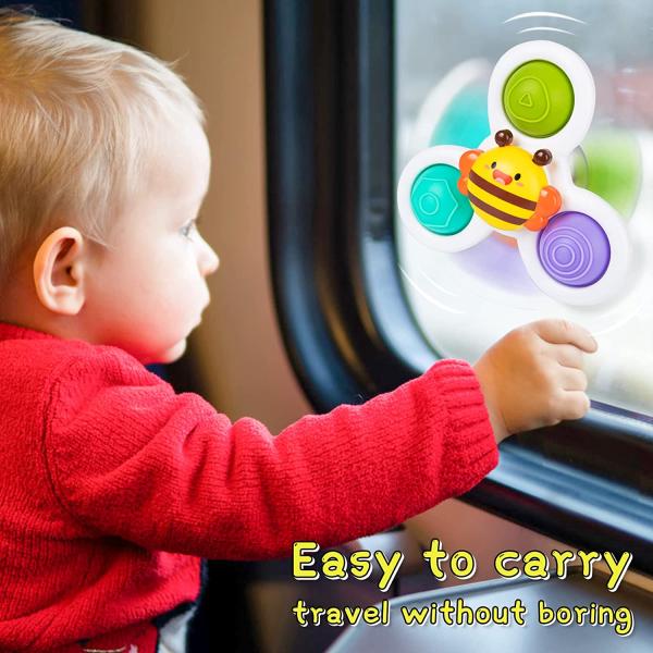 NARRIO Travel Toys for 1 Year Old Boy Gifts, Infant Baby Toys 12-18 Months Suction Cup Spinner Toy, Christmas Birthday Gifts for 1-2 Year Old Girl Spinning Top Sensory Toys for Toddlers Age 1-3