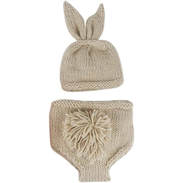 IMEKIS Newborn Baby Easter Bunny Photography Prop Costume Crochet Knit Hat Diaper Carrot 1st Birthday Outfit Set for Boy Girl