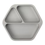 Tiny Twinkle Silicone Suction Baby Plate, Suction Grip Divided Dish for First Foods and Self-Feeding, 6-24 Months, Baby Led Weaning Supplies for Independent Eating (Grey, Plate)