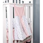 PINNKKU 4-Piece Crib Bedding Set for Girls, Baby Girl Bedding Crib Set, Cunas para Bebes, White, Blush Pink Flower Crib Skirt, Blanket, Crib Sheet and Diaper Stacker, Crib Bedding Sets for Girls