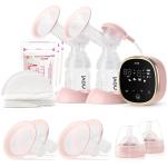 NCVI Double Electric Breast Pump 8782, Portable Anti-Backflow, with 4 Size Flanges, 4 Modes & 9 Levels, LED Display, 10 Breastmilk Storage Bags, Ultra-Quiet and Pain Free Breast Pumps