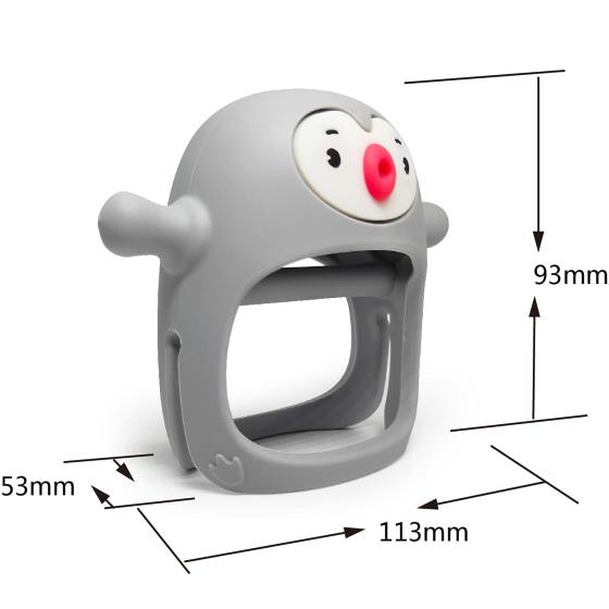 Smily Mia Penguin Baby Teething Toys for 3-6Months, Infant Handheld Pacifiers 0-6Months, 3Months Old Baby Must Haves, 4months Old Toys for Babies, Light Grey…