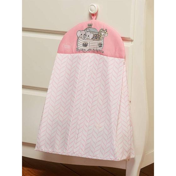EVERYDAY KIDS Precious Moments Noah’s Ark 4 Pc Crib Bedding for Girls Nursery Set Includes Baby Bed Quilt, Fitted Sheet, Dust Ruffle and Diaper Stacker with Sweet Images of Elephants and Giraffes