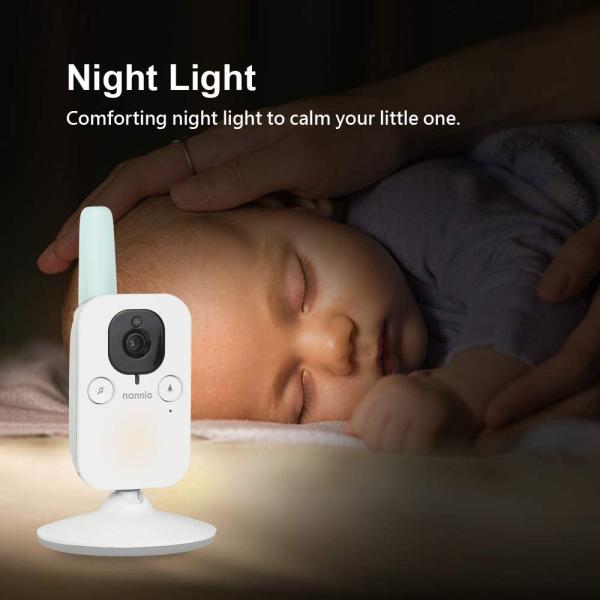 nannio Hero3 Video Baby Monitor with Night Light & Vibration Assistant, 3.5" Baby Camera Monitor, Sound Activated, Lullaby, Room Temperature, Two-Way Audio, Newborns, Pets, Elderly, 2 Years Warranty