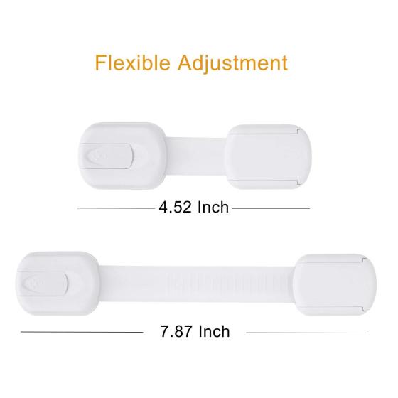 12 Pack Baby Proofing Cabinet Strap Locks - Vkania Kids Proof Kit - Child Safety Drawer Cupboard Oven Refrigerator Adhesive Locks - Adjustable Toilets Seat Fridge Latches - No Drilling
