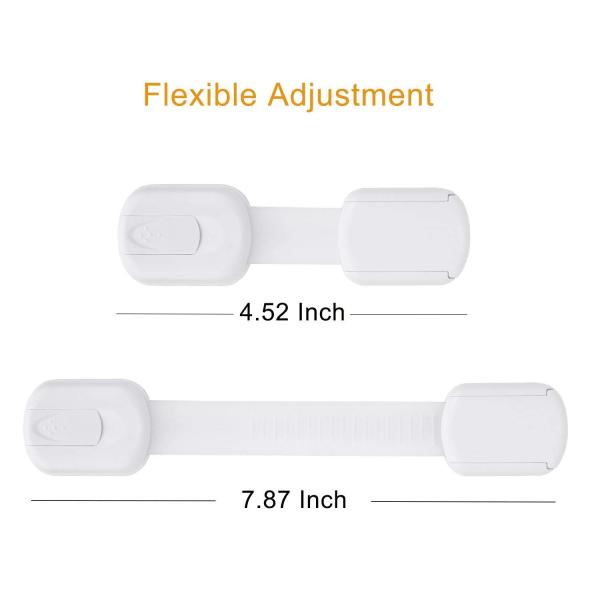 12 Pack Baby Proofing Cabinet Strap Locks - Vkania Kids Proof Kit - Child Safety Drawer Cupboard Oven Refrigerator Adhesive Locks - Adjustable Toilets Seat Fridge Latches - No Drilling