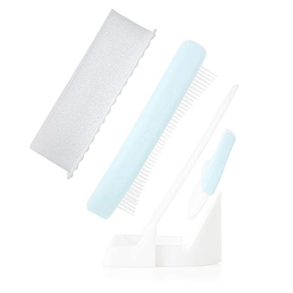 The 3-Step Cradle Cap System by Fridababy | DermaFrida The FlakeFixer | Sponge, Brush, Comb and Storage Stand for Babies with Cradle Cap