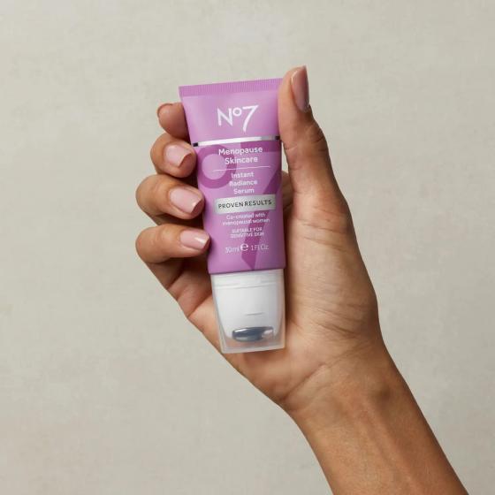 No.7 No7 Menopause Skincare Bundle - Includes Protect & Hydrate Day Cream, Instant Cooling Mist, Firm & Bright Eye Concentrate, Nourishing Overnight Cream, and Instant Radiance Serum - 5-Piece Bundle