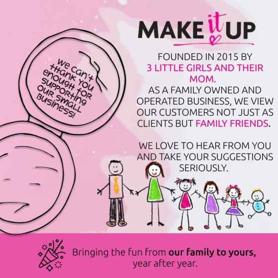 MAKE IT UP - My First Makeup Set for 5+ Year Old Young Girls (Original Design) - Integrated Foldable Makeup Palette with Mirror & Secure Closing - Easily Washable, Non-Toxic - Safety Tested - Pink