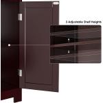 HORSTORS Bathroom Cabinet, Linen Storage Cabinet with Doors, Wooden Floor Cabinet with Adjustable Shelves for Bathroom, Living Room, Office, Dark Brown
