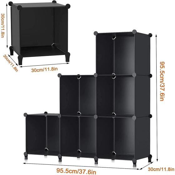 6-Cube Storage Organizer, Closet Organizer Storage Cabinet Shelf Bookcase Bookshelf with Metal Hammer, Storage Cubes Organizer Cabinet for Kids, Closet, Bedroom, Bathroom(11.8x11.8x11.8 inch)Black