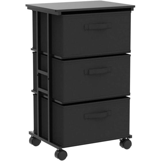 Dresser Storage with 3 Drawers, Fabric Dresser Tower, Vertical Storage Unit for Bedroom, Closet, Office, Black