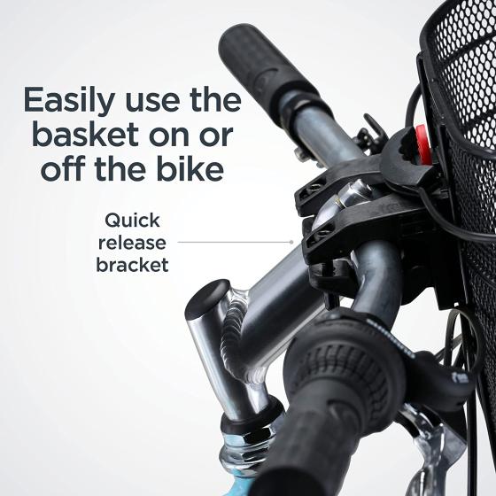 Schwinn Bike Wire Basket, Easy Quick Release Handlebar Mount, Weatherproof, Fits Most Adult Bikes, Bicycle Accessories, Medium, Black
