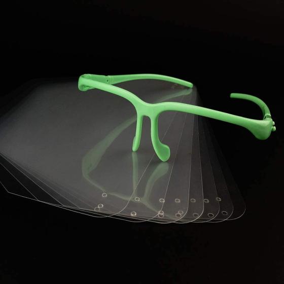 Airgoesin Anti Fog Eyewear Adjustable Full Safety Protective Face Shield with 10 Clear Detachable Visor Wear on Eyes Protective