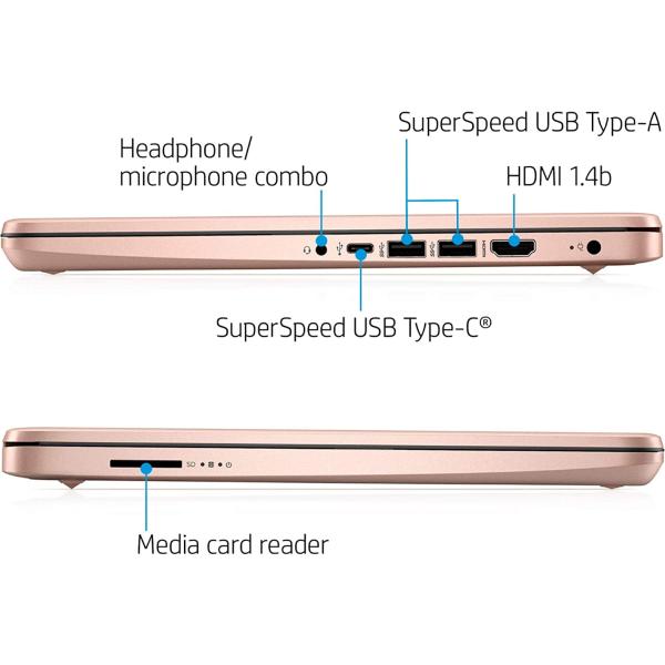 2022 HP Premium 14-inch HD Thin and Light Laptop, Intel Quad-Core Processor, 16GB RAM, 64GB Storage, Long Battery Life, Webcam, Bluetooth, HDMI, Wi-Fi, Rose Gold, Windows 11 + 1 Year Microsoft 365