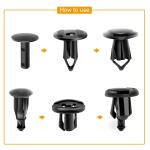 GOOACC 120PCS Car Bumper Retainer Clips & Nylon Fasteners Rivet Kit 6mm 7.6mm 8mm 8.8mm 10mm Door Trim Panel Clips Bumper Push Rivet Clips, 1PC Fastener Remover, Black