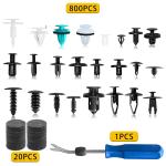 Car Retainer Clips 821PCS Plastic Fasteners Kit 24 Most Popular Sizes Fender Rivet Clips Auto Push Pin Rivets Kit with 1 Fastener Remover for GM Ford Toyota Honda Chrysler Honda