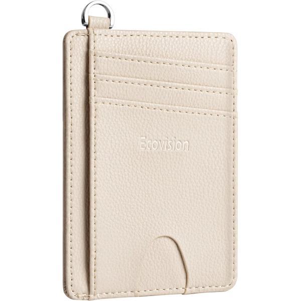 EcoVision Slim Minimalist Front Pocket Wallet, RFID Blocking Credit Card Holder Wallet with Detachable D-Shackle for Men Women